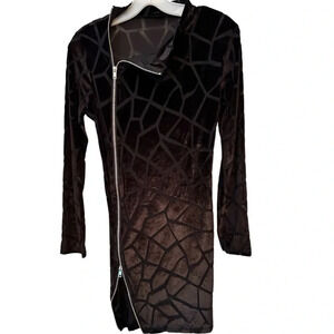 NEW Women’s Sexy Sheer Mesh Boydcon Midi Dress See Through Printed Long Sleeve